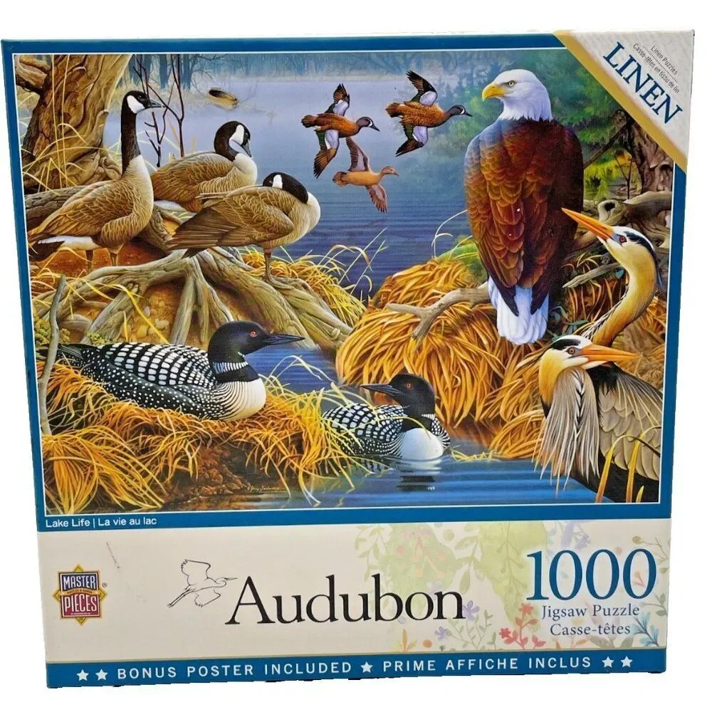 Audubon Lake Life 1000 Piece Jigsaw Puzzle 19.25X26.75 Linen MasterPieces MINT